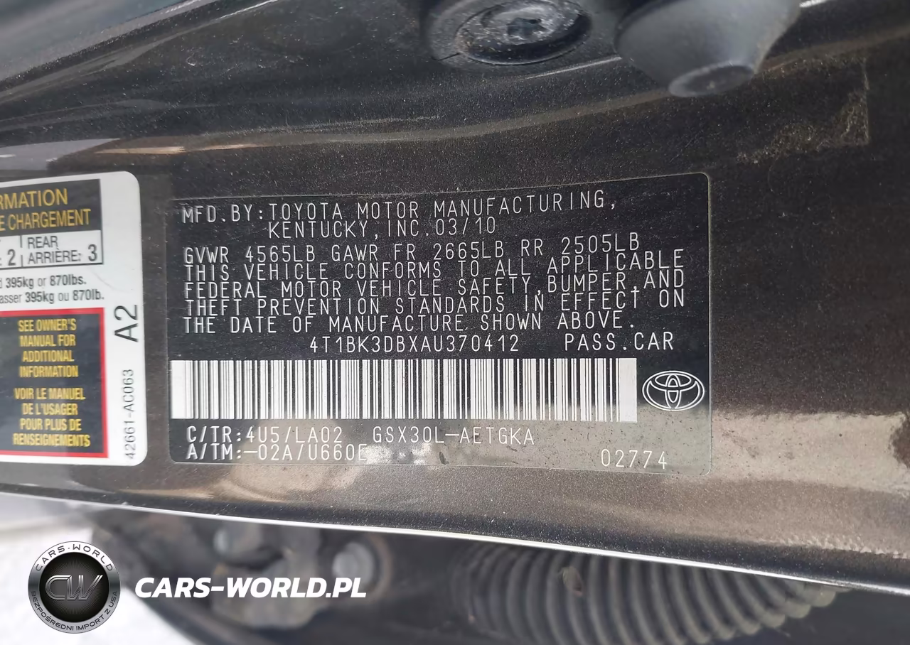 2010 Toyota Avalon Xls VIN:4T1BK3DBXAU370412 - 9