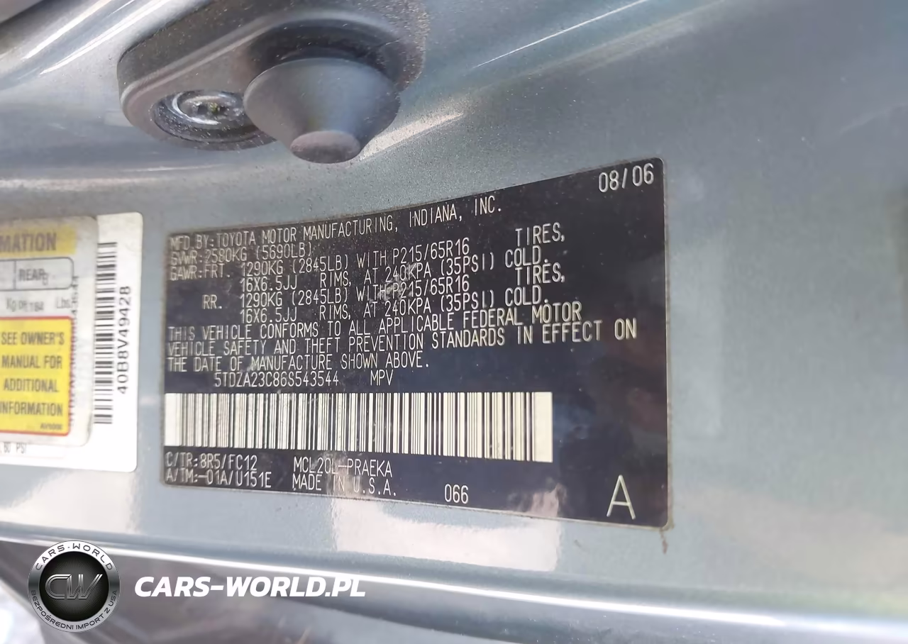2006 Toyota Sienna Le VIN:5TDZA23C86S543544 - 9
