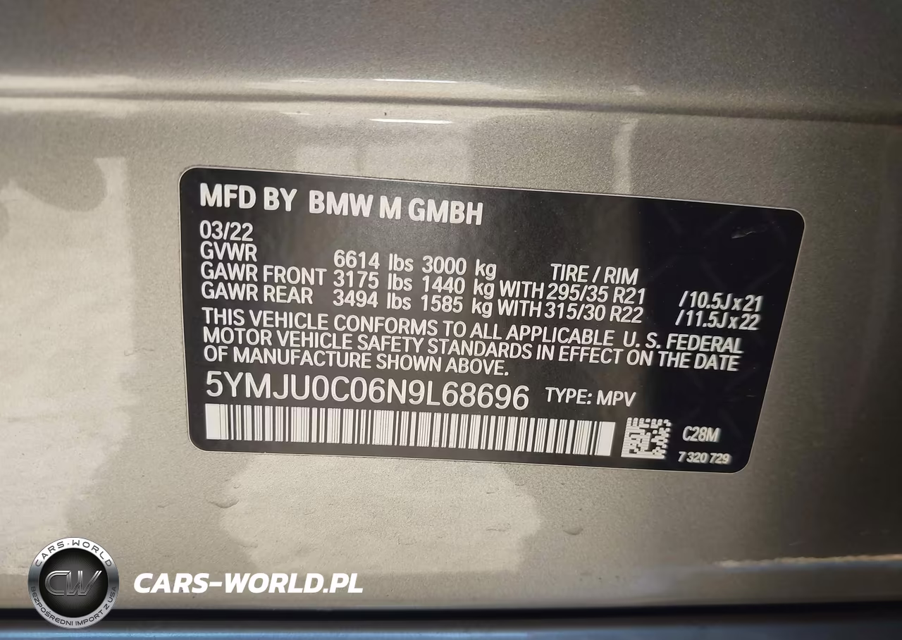 2022 BMW X5 M VIN:5YMJU0C06N9L68696 - 9
