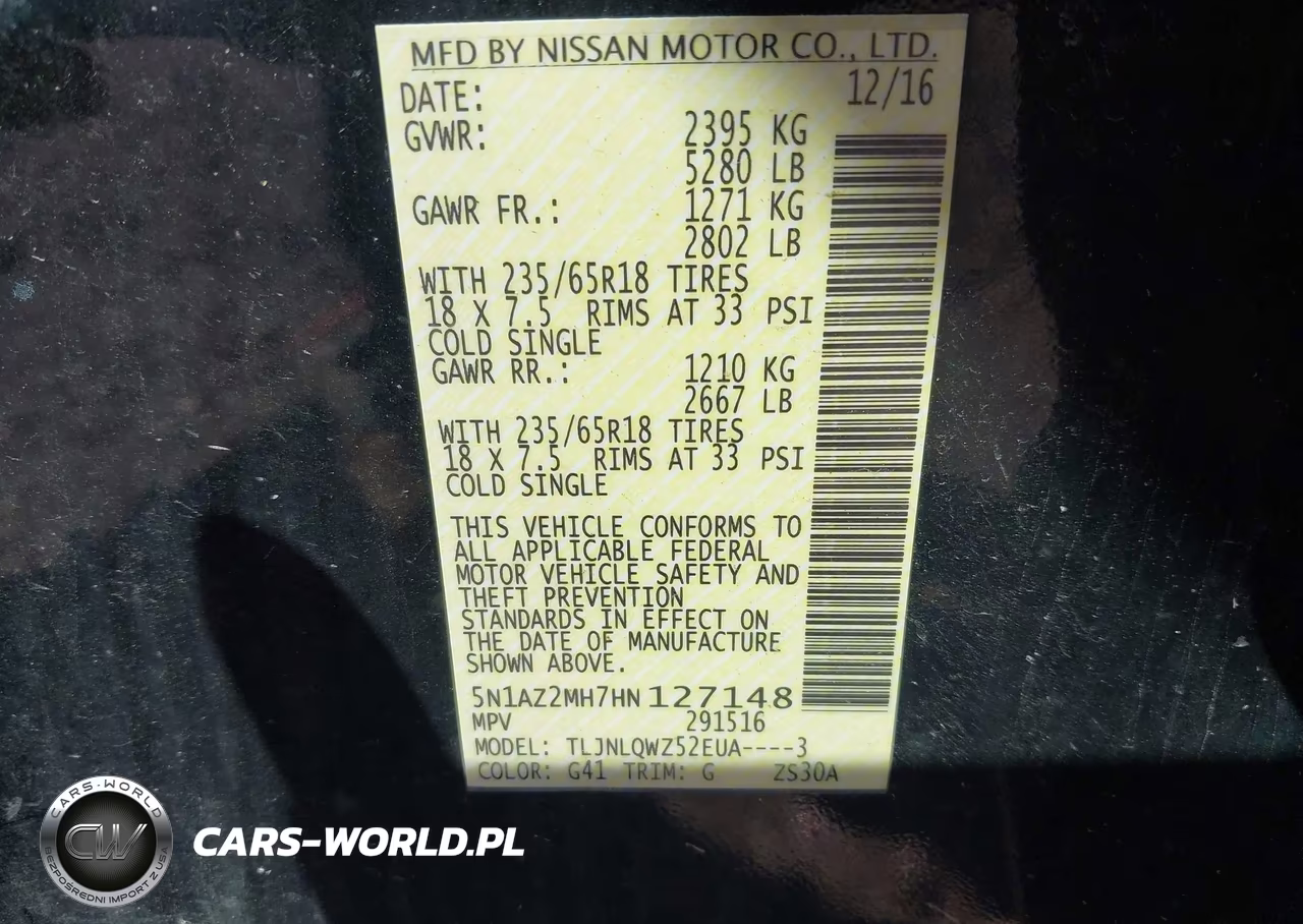2017 Nissan Murano Sv VIN:5N1AZ2MH7HN127148 - 9