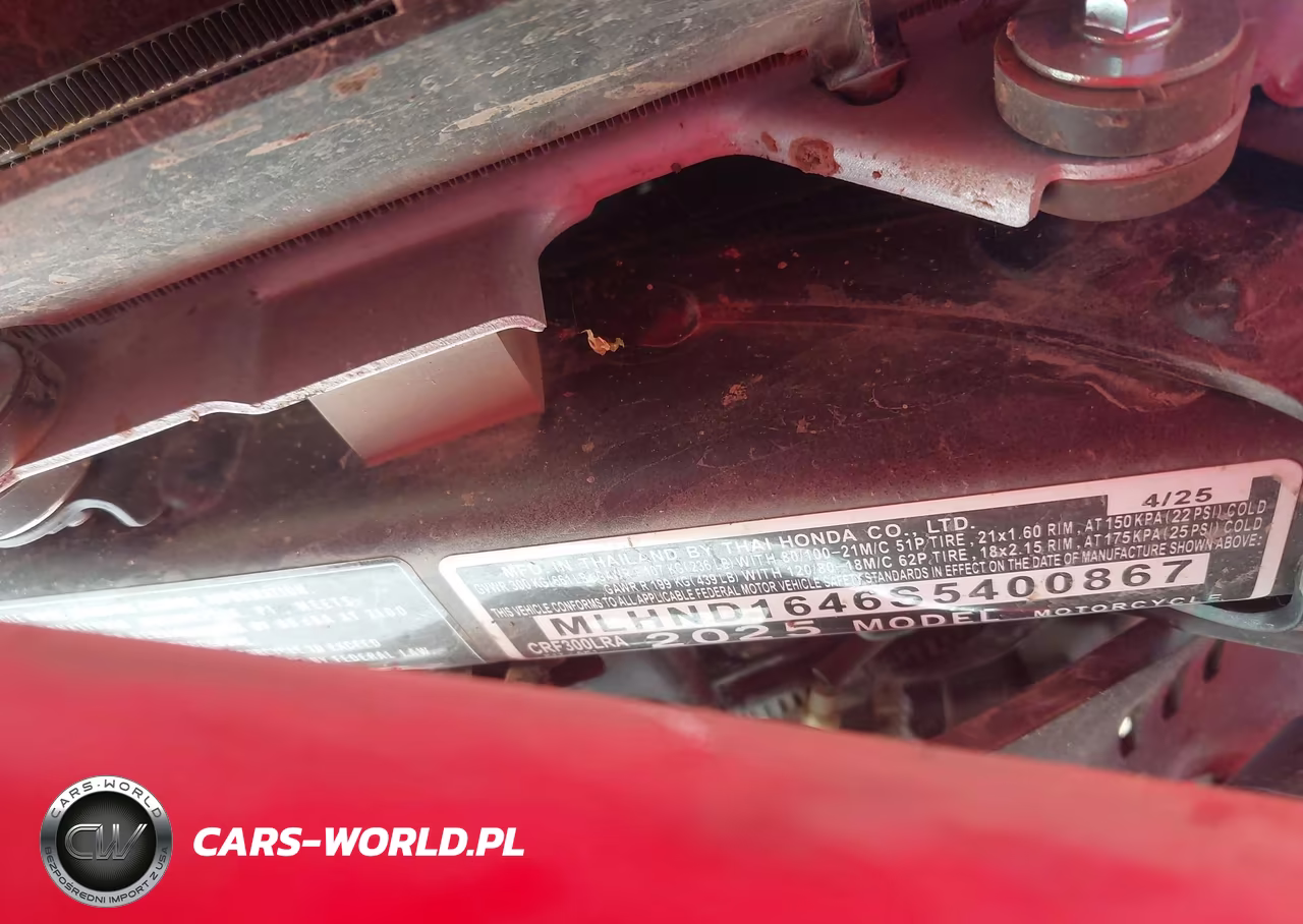 2025 Honda Crf300 Lra VIN:MLHND1646S5400867 - 10