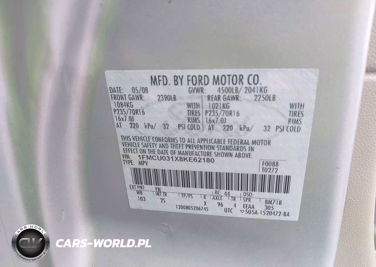 2008 Ford Escape Xlt VIN:1FMCU031X8KE62180 - 9