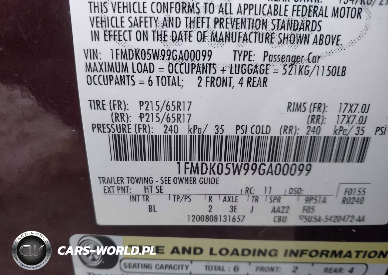 2009 Ford Taurus X Sel VIN:1FMDK05W99GA00099 - 9