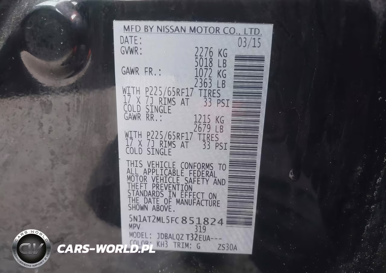 2015 Nissan Rogue Sv VIN:5N1AT2ML5FC851824 - 9