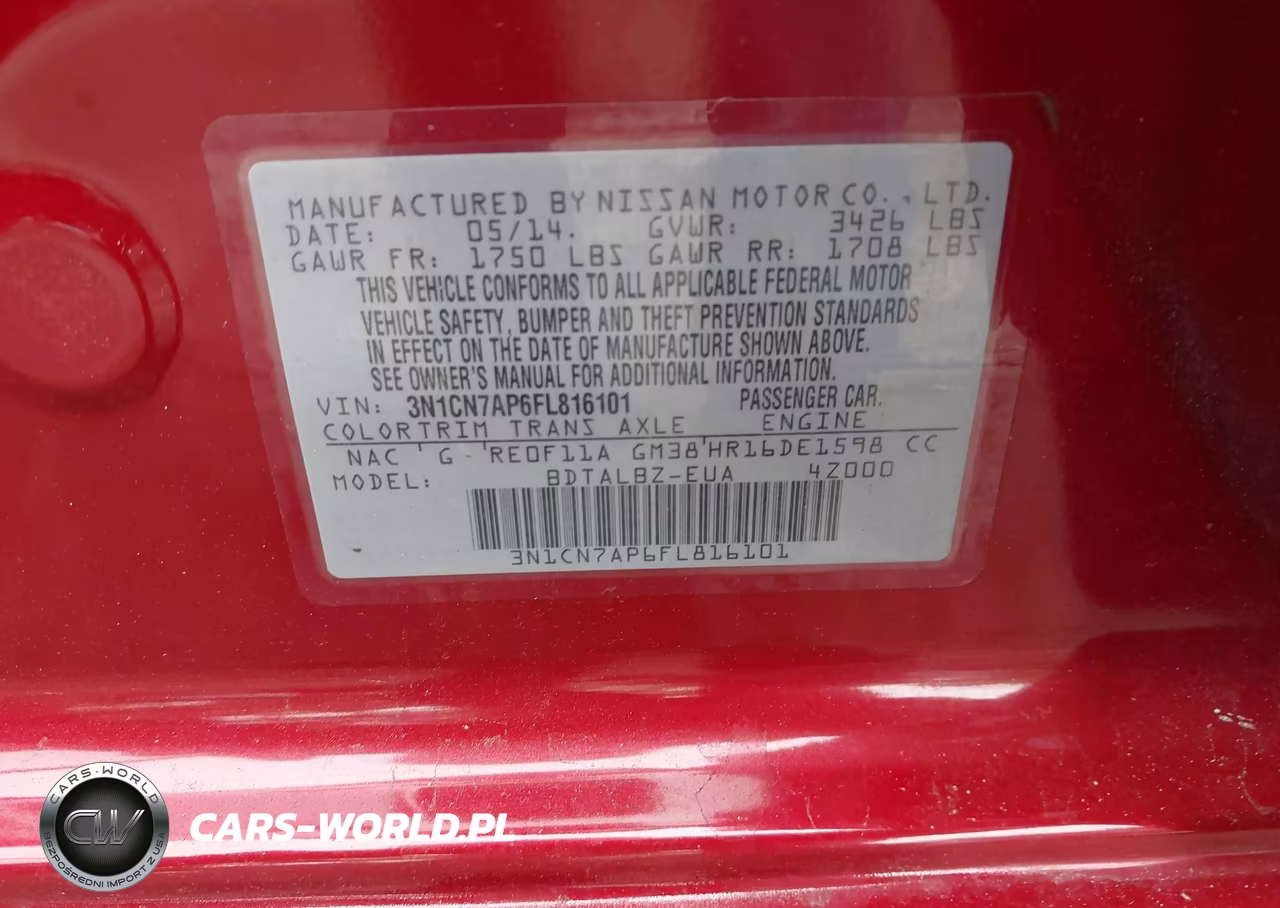 2015 Nissan Versa 1.6 S-1.6 Sl-1.6 Sv-S-S Plus-Sl VIN:3N1CN7AP6FL816101 - 9