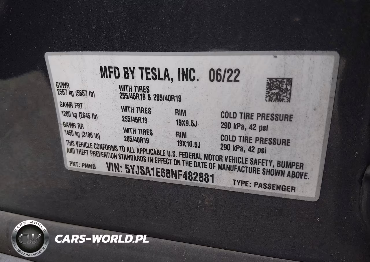 2022 Tesla Model S Plaid Tri Motor All-Wheel Drive VIN:5YJSA1E68NF482881 - 8