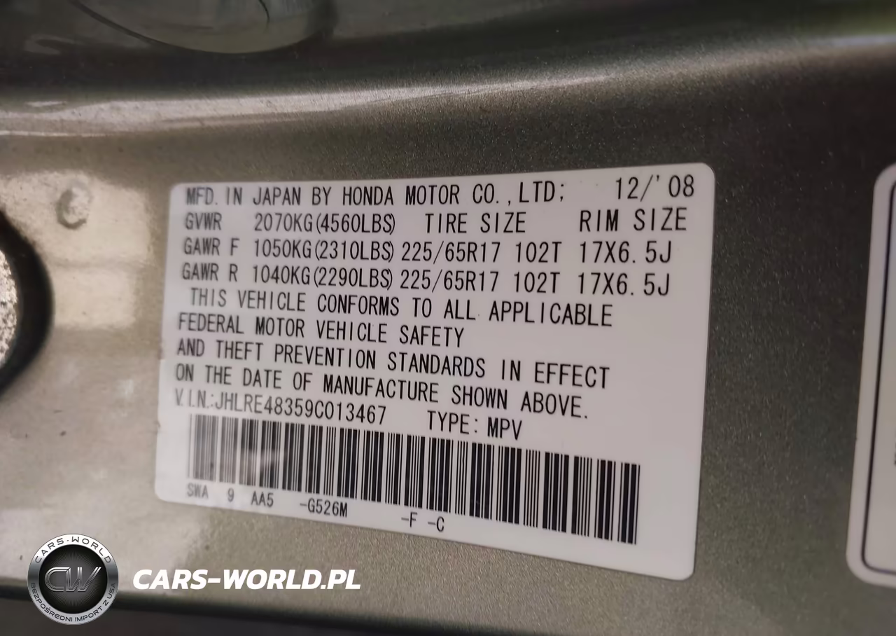 2009 Honda Cr-V Lx VIN:JHLRE48359C013467 - 9