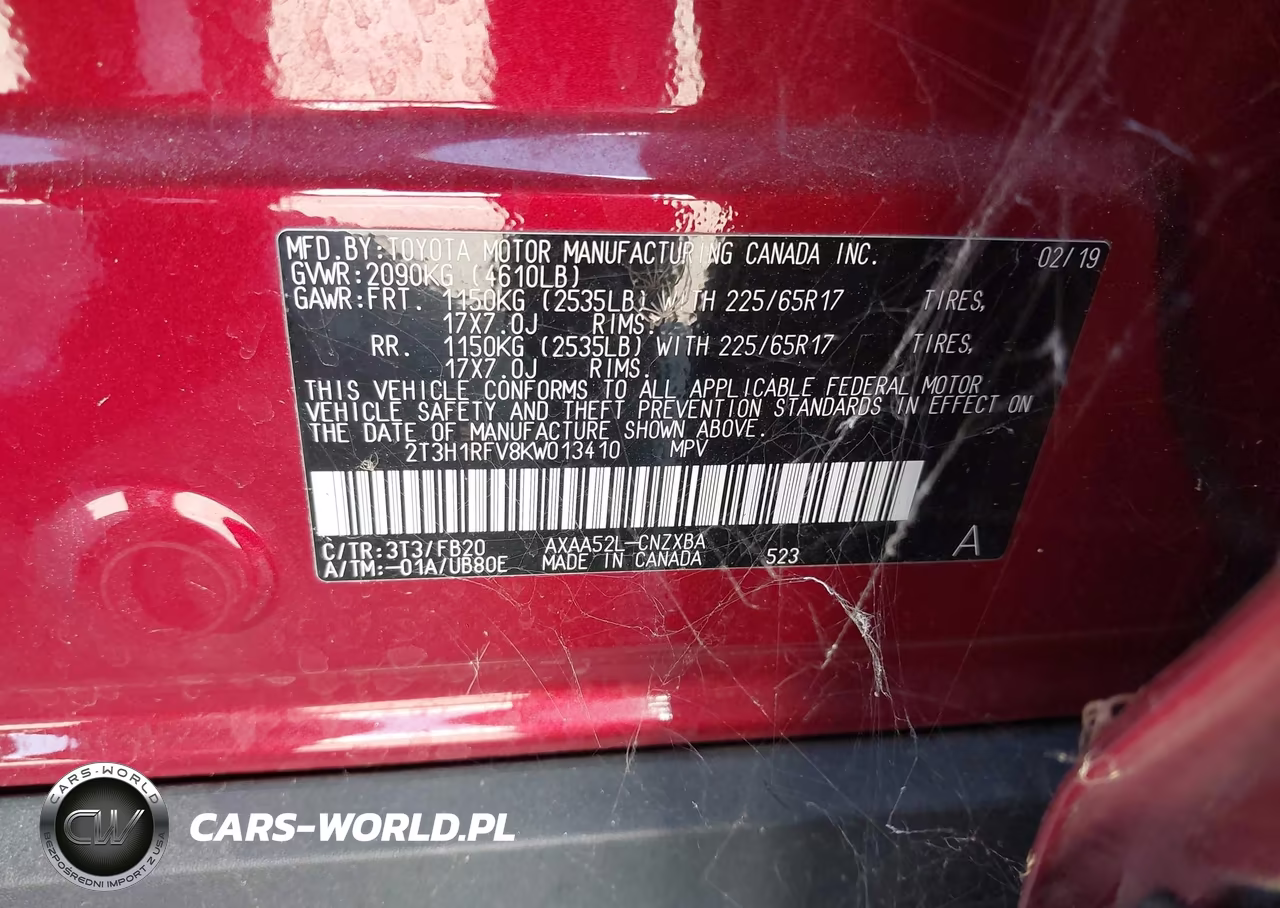 2019 Toyota Rav4 Le VIN:2T3H1RFV8KW013410 - 9