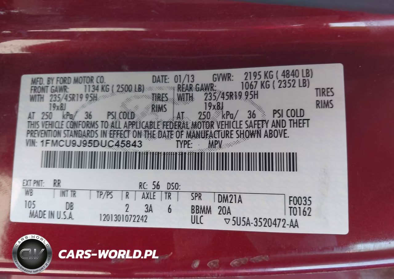 2013 Ford Escape Titanium VIN:1FMCU9J95DUC45843 - 9
