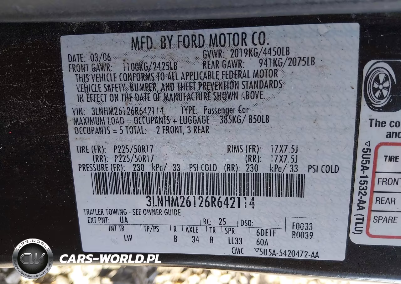 2006 Lincoln Zephyr VIN:3LNHM26126R642114 - 9