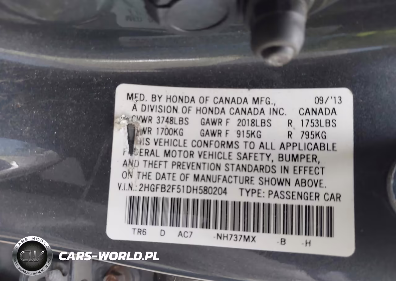 2013 Honda Civic Lx VIN:2HGFB2F51DH580204 - 9