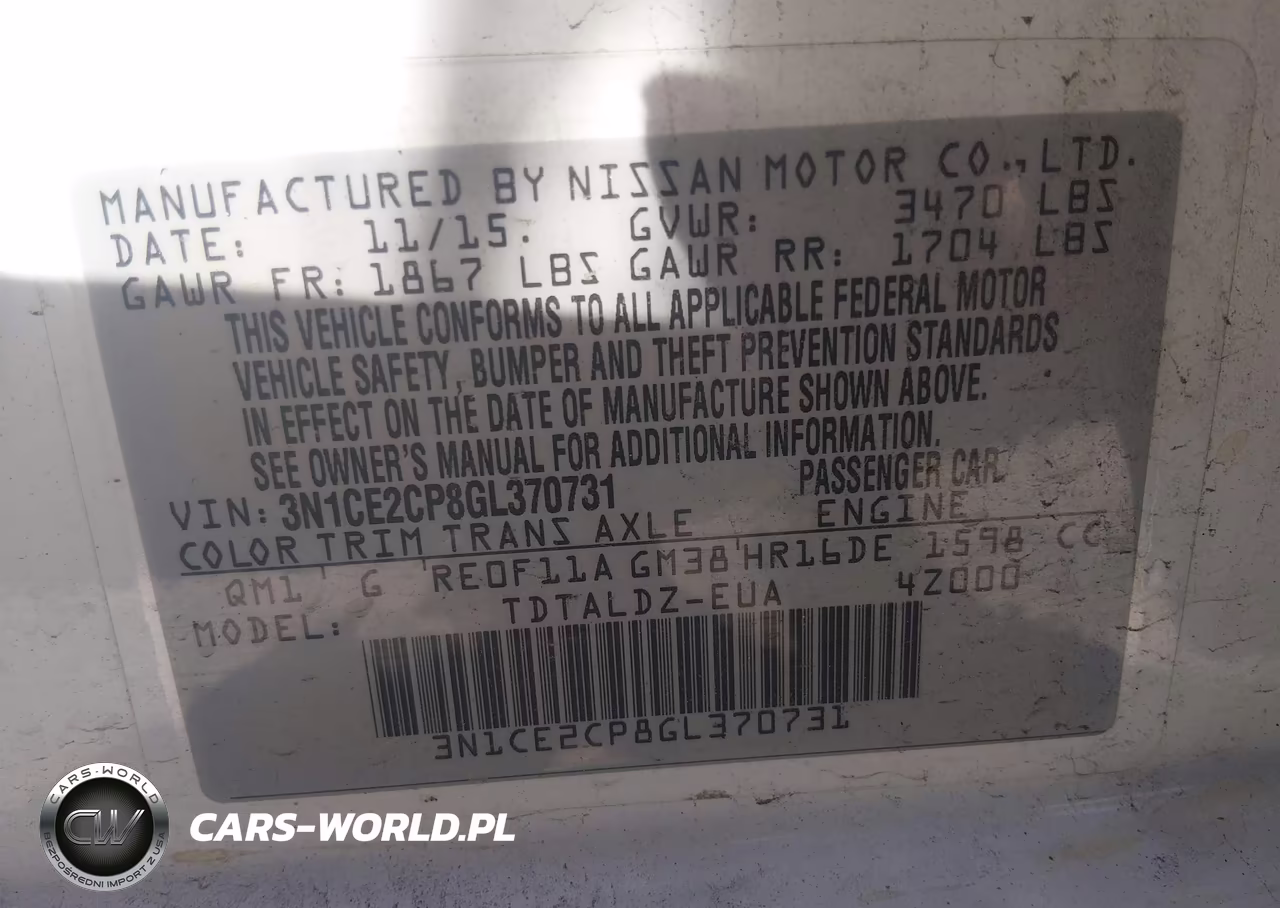 2016 Nissan Versa Note S (Sr)-S Plus-Sl-Sr-Sv VIN:3N1CE2CP8GL370731 - 9