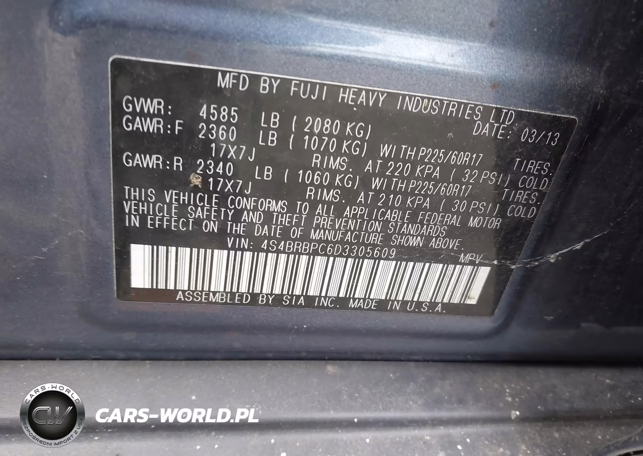 2013 Subaru Outback 2.5I Limited VIN:4S4BRBPC6D3305609 - 9