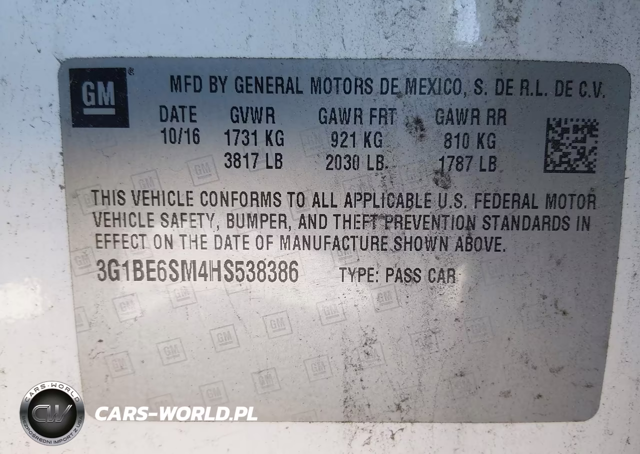 2017 Chevrolet Cruze Lt Auto VIN:3G1BE6SM4HS538386 - 9