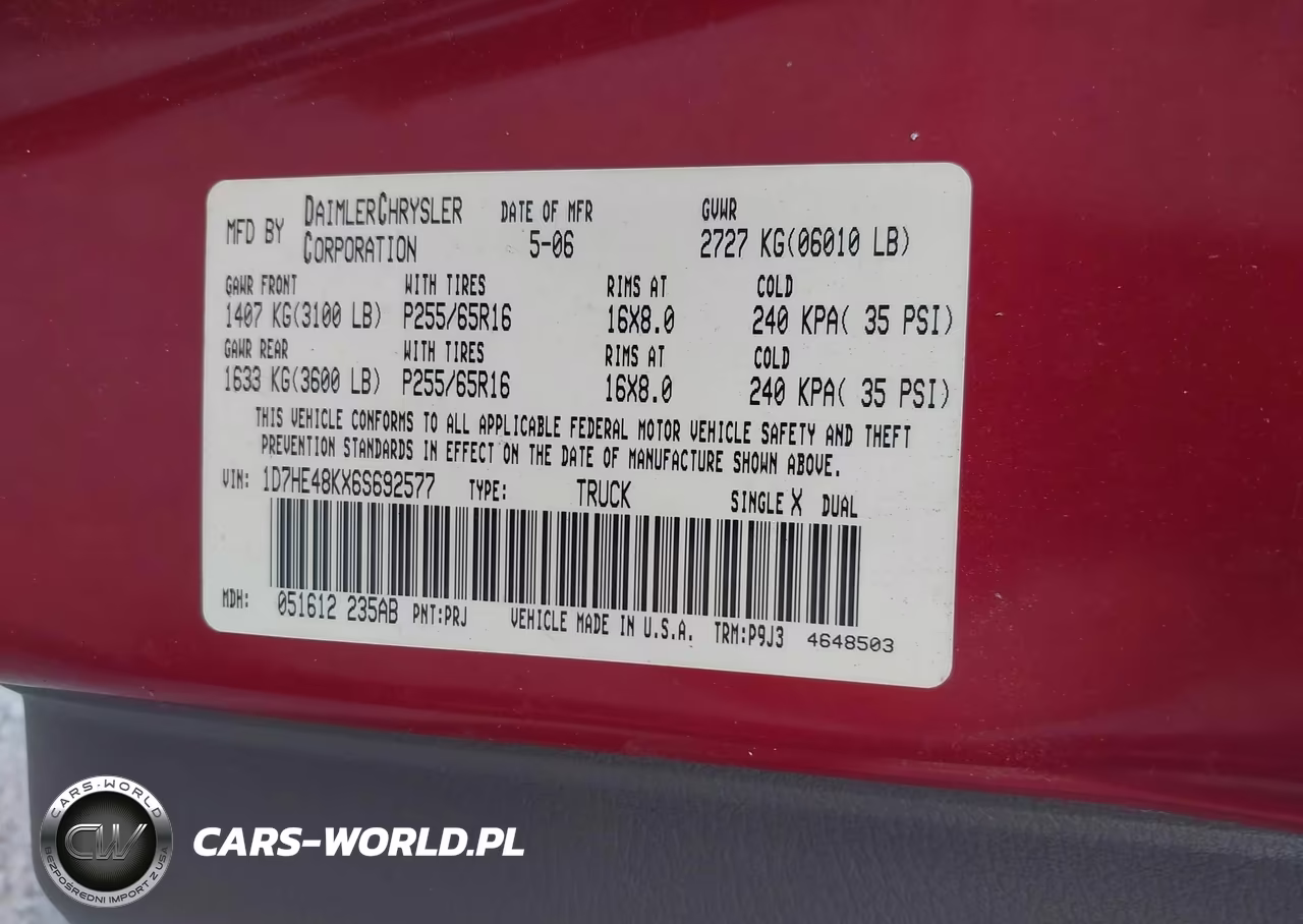 2006 Dodge Dakota Slt VIN:1D7HE48KX6S692577 - 9