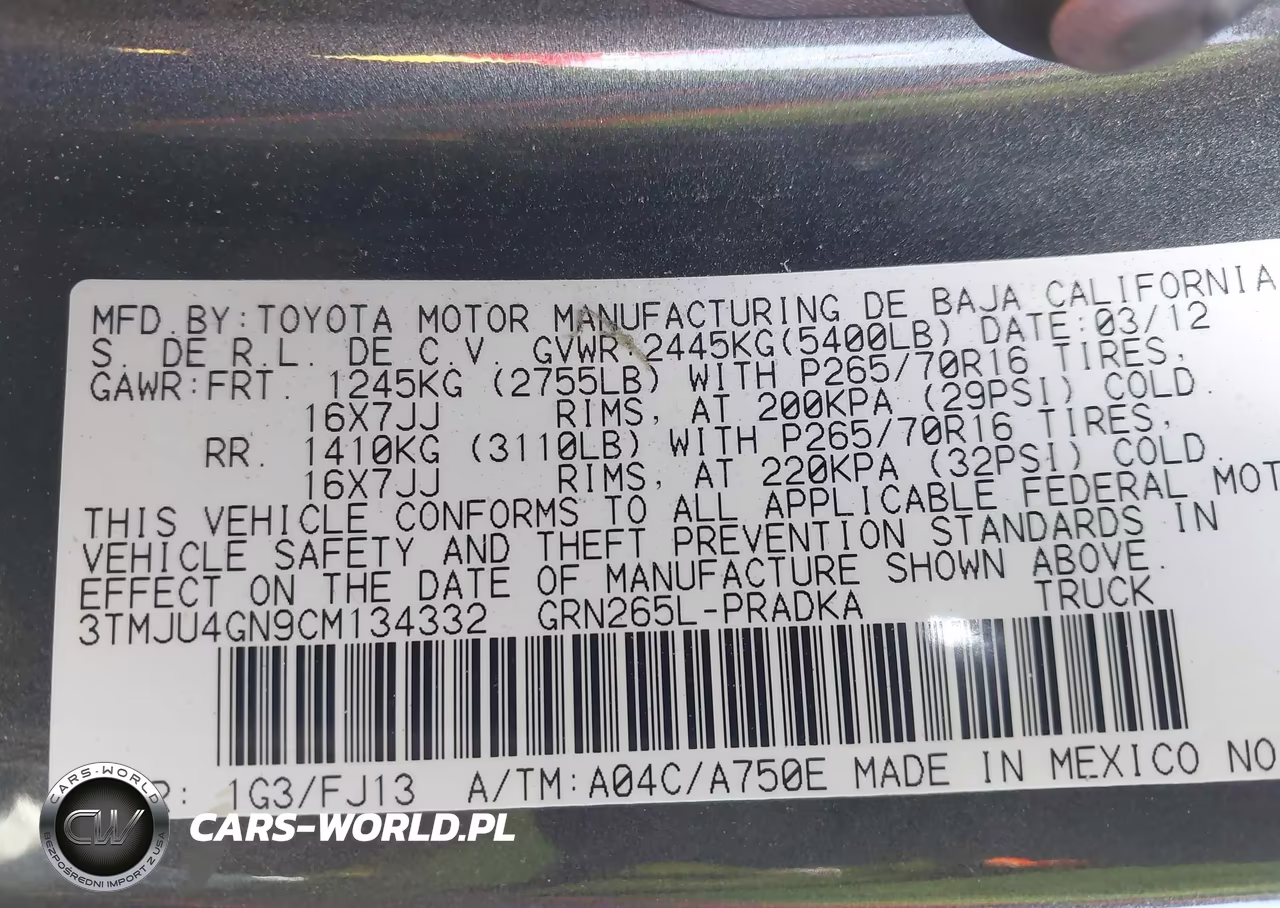 2012 Toyota Tacoma Prerunner VIN:3TMJU4GN9CM134332 - 9