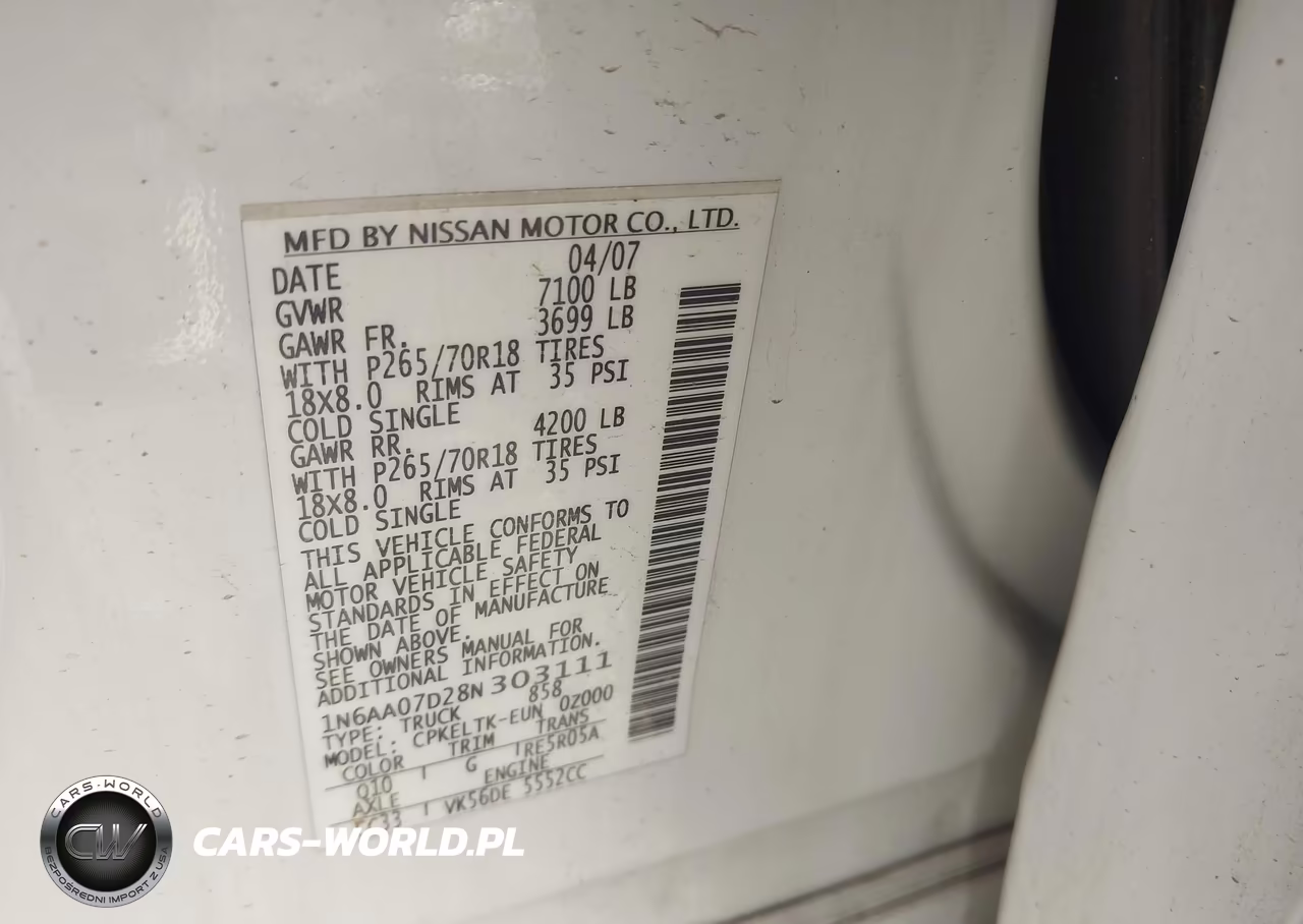 2008 Nissan Titan Se VIN:1N6AA07D28N303111 - 9
