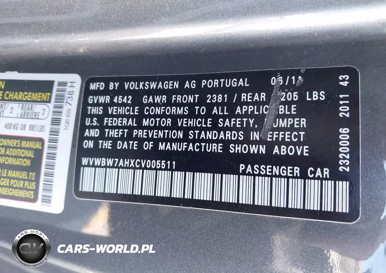 2012 Volkswagen Eos Komfort VIN:WVWBW7AHXCV005511 - 9