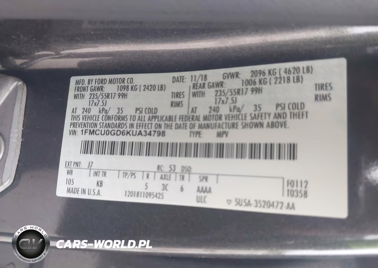 2019 Ford Escape Se VIN:1FMCU0GD6KUA34798 - 9