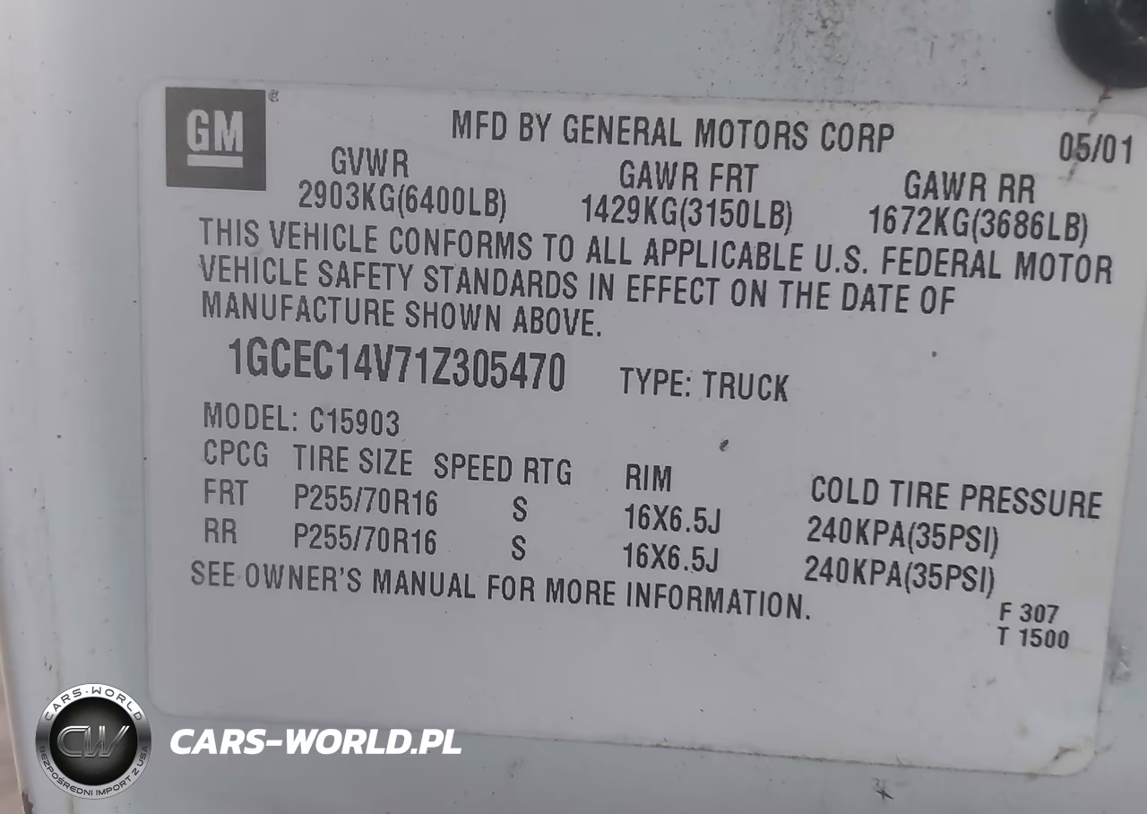 2001 Chevrolet Silverado 1500 VIN:1GCEC14V71Z305470 - 9