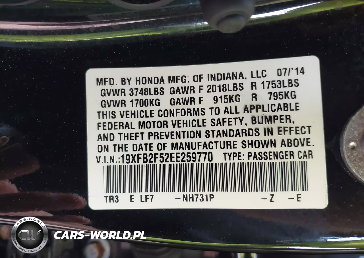 2014 Honda Civic Lx VIN:19XFB2F52EE259770 - 9