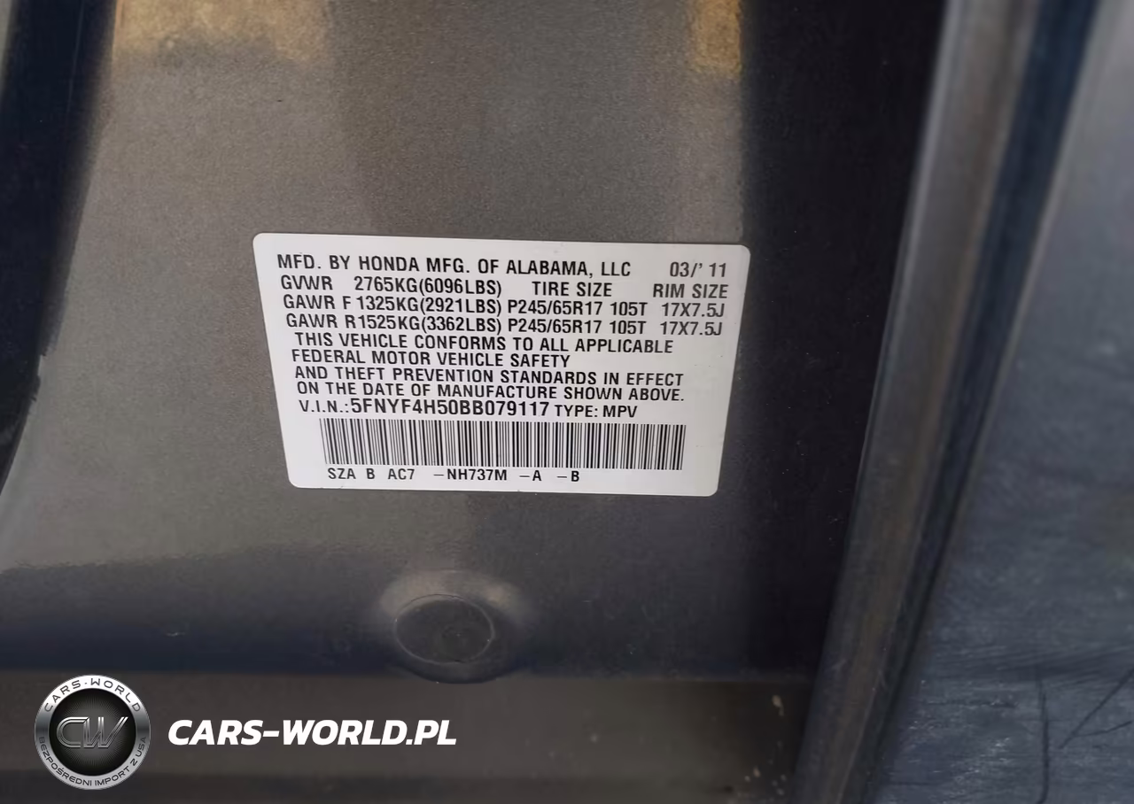 2011 Honda Pilot Ex-L VIN:5FNYF4H50BB079117 - 9