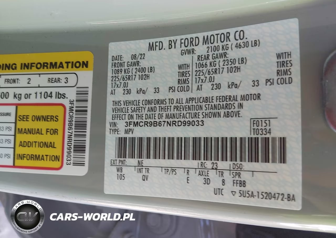 2022 Ford Bronco Sport Big Bend VIN:3FMCR9B67NRD99033 - 9