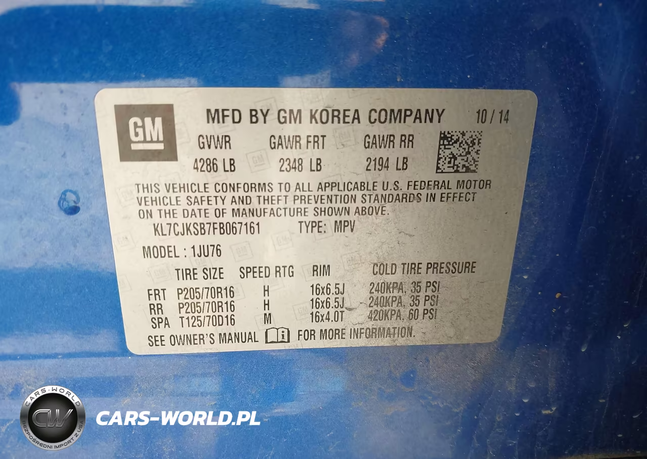 2015 Chevrolet Trax Ls VIN:KL7CJKSB7FB067161 - 9