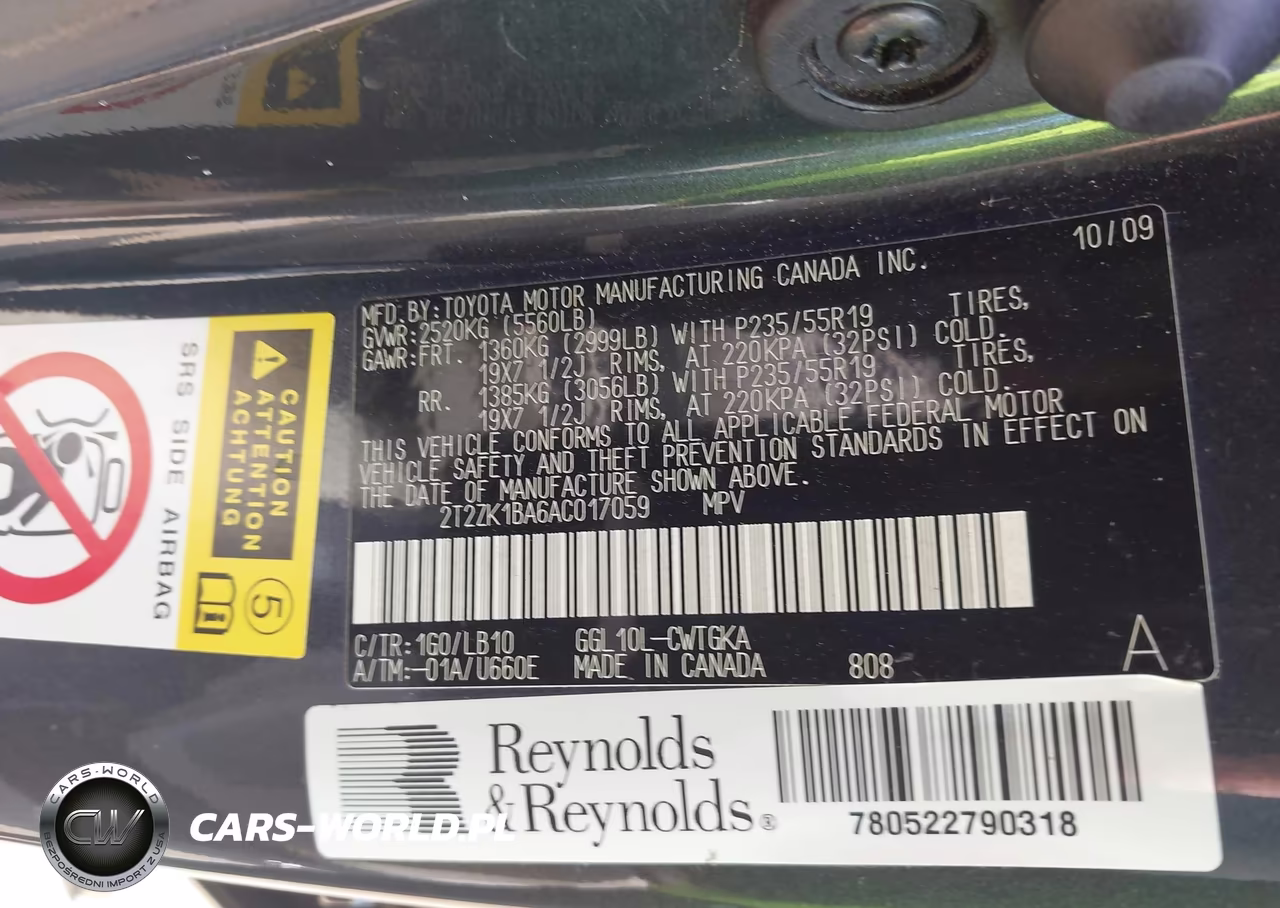 2010 Lexus Rx 350 VIN:2T2ZK1BA6AC017059 - 9