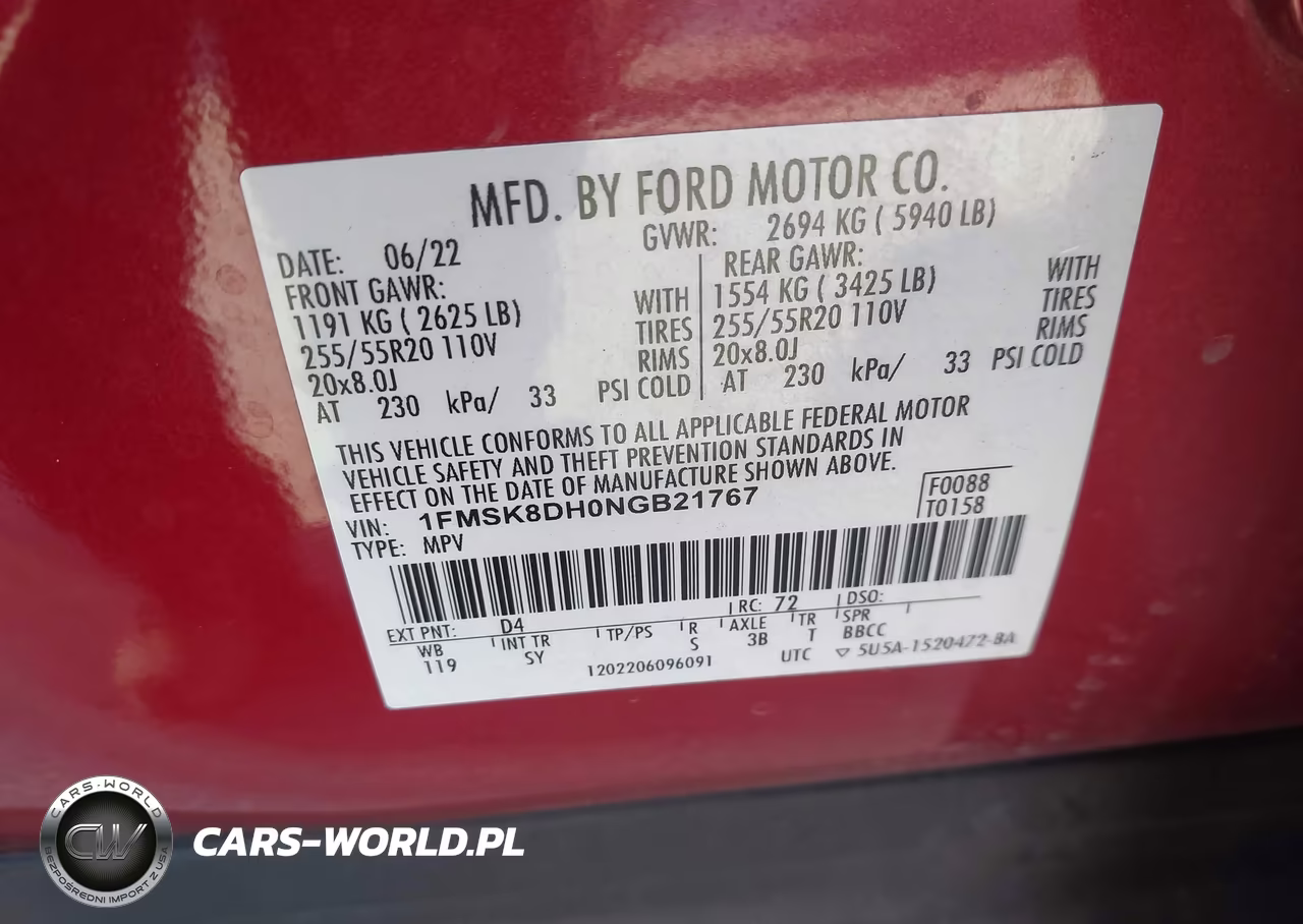 2022 Ford Explorer Xlt VIN:1FMSK8DH0NGB21767 - 9