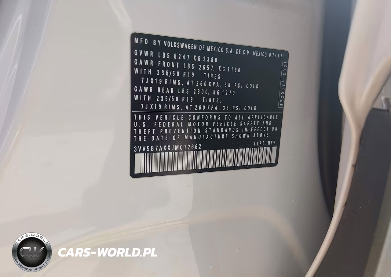 2018 Volkswagen Tiguan 2.0T Sel Premium VIN:3VV5B7AXXJM012662 - 9