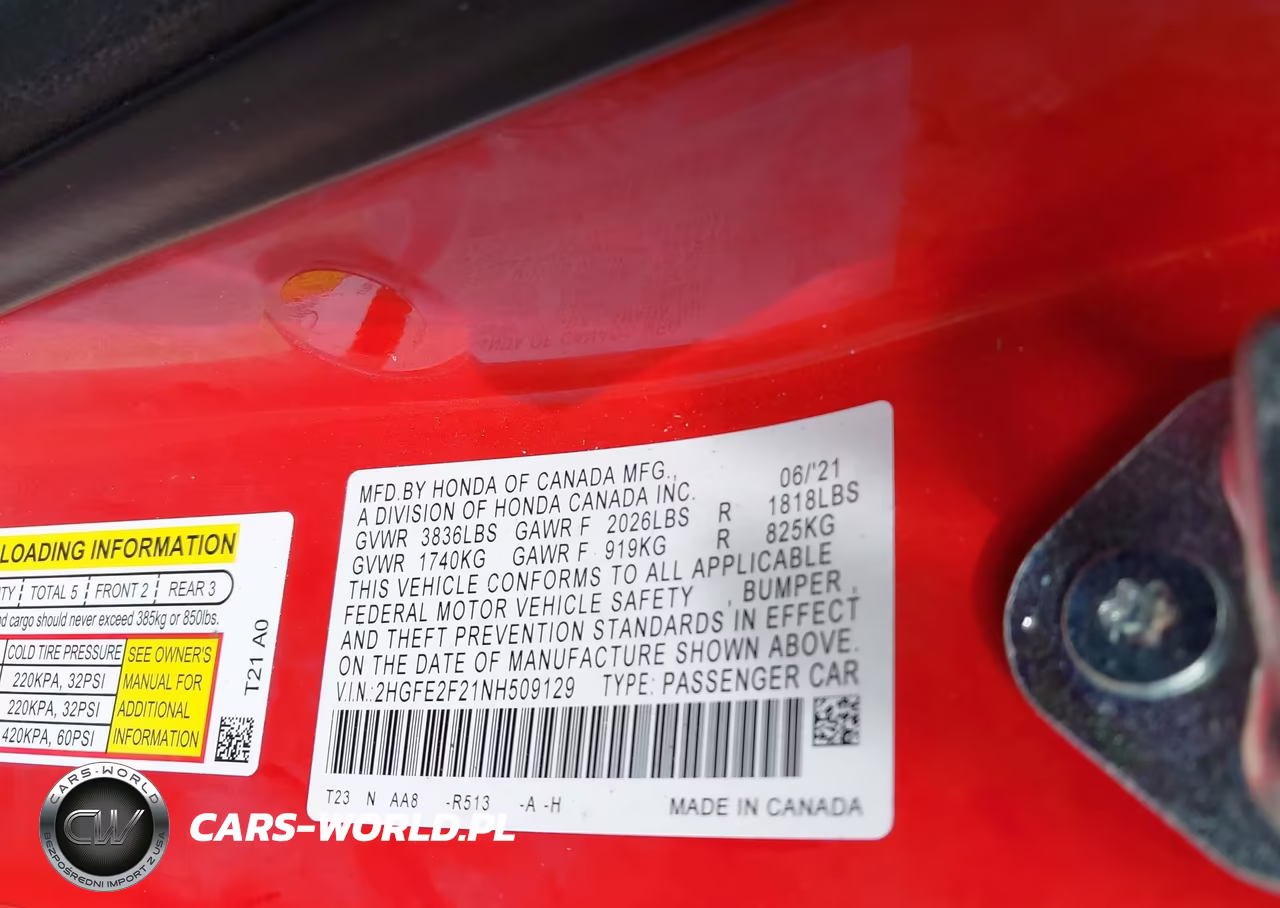 2022 Honda Civic Lx VIN:2HGFE2F21NH509129 - 9