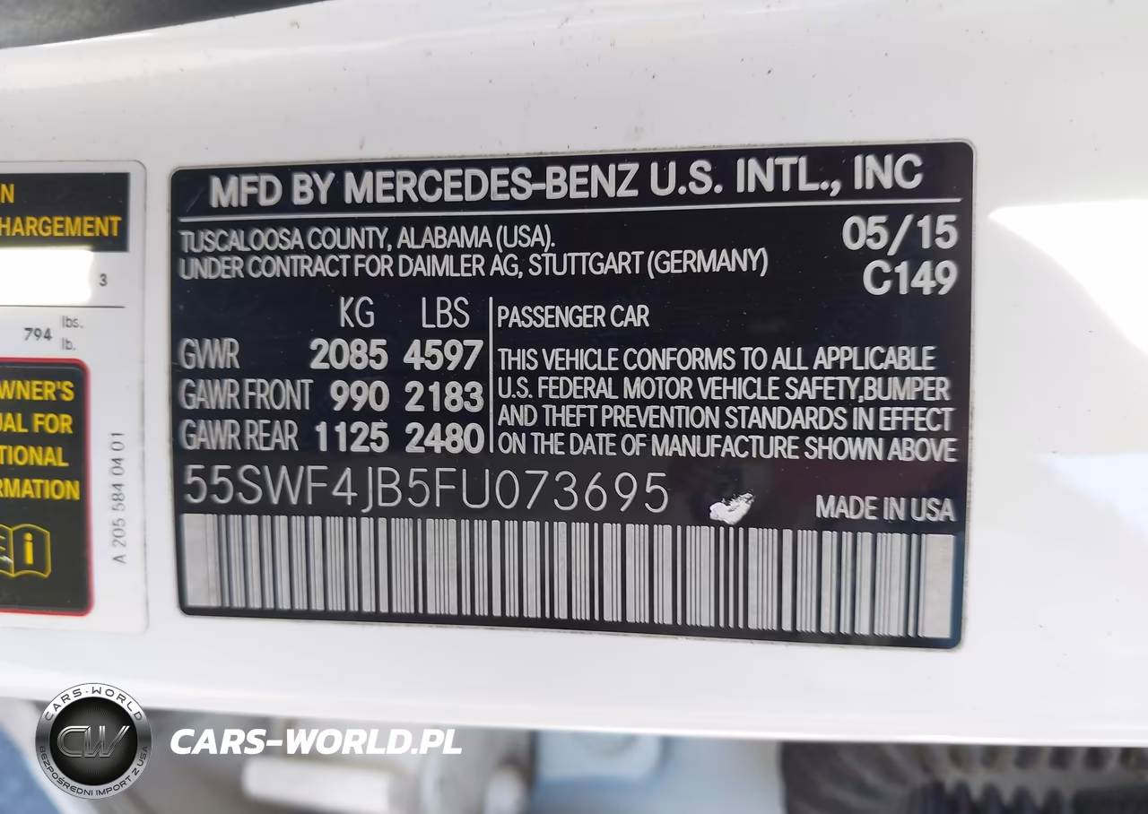 2015 Mercedes-Benz C 300 VIN:55SWF4JB5FU073695 - 9