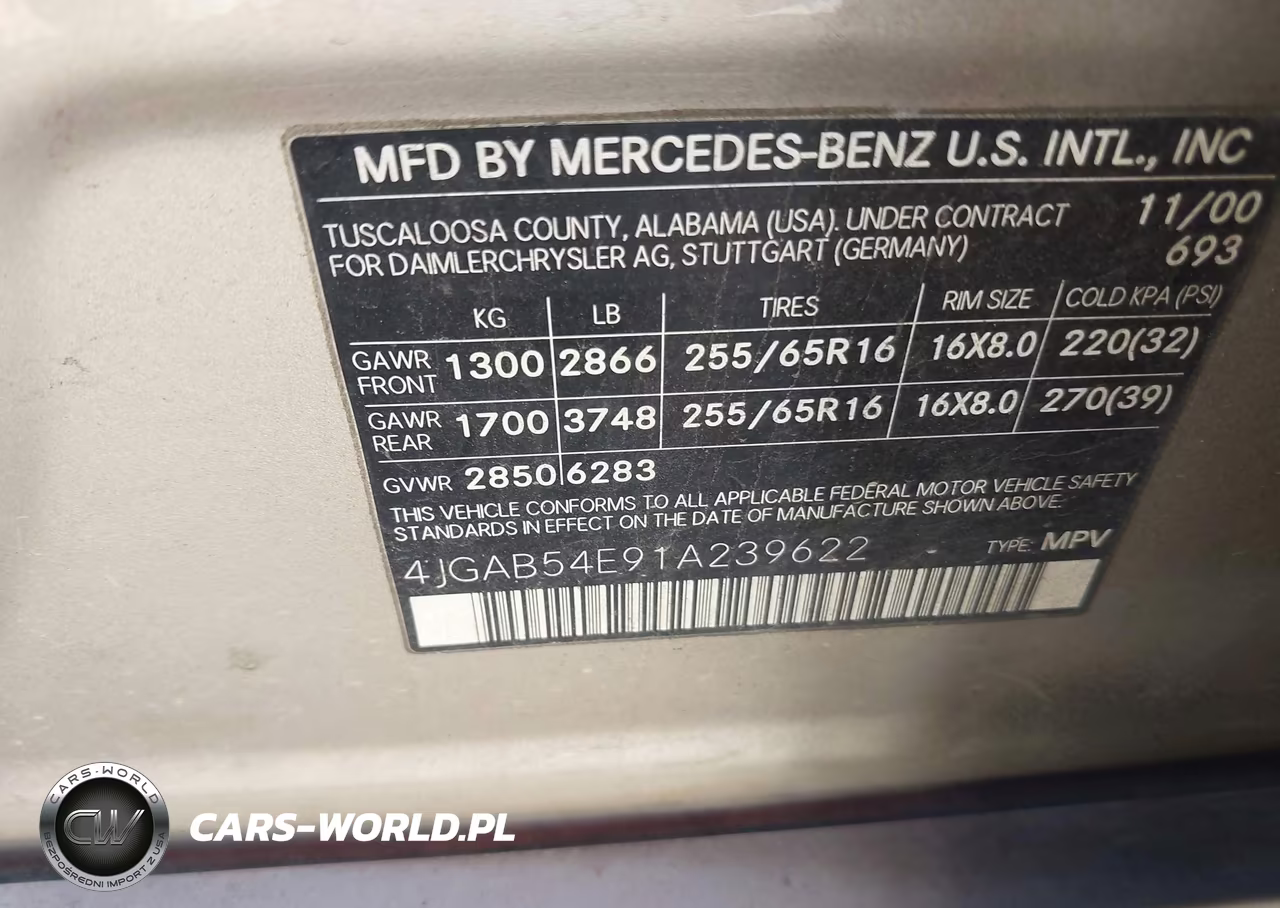2001 Mercedes-Benz Ml 320 VIN:4JGAB54E91A239622 - 9