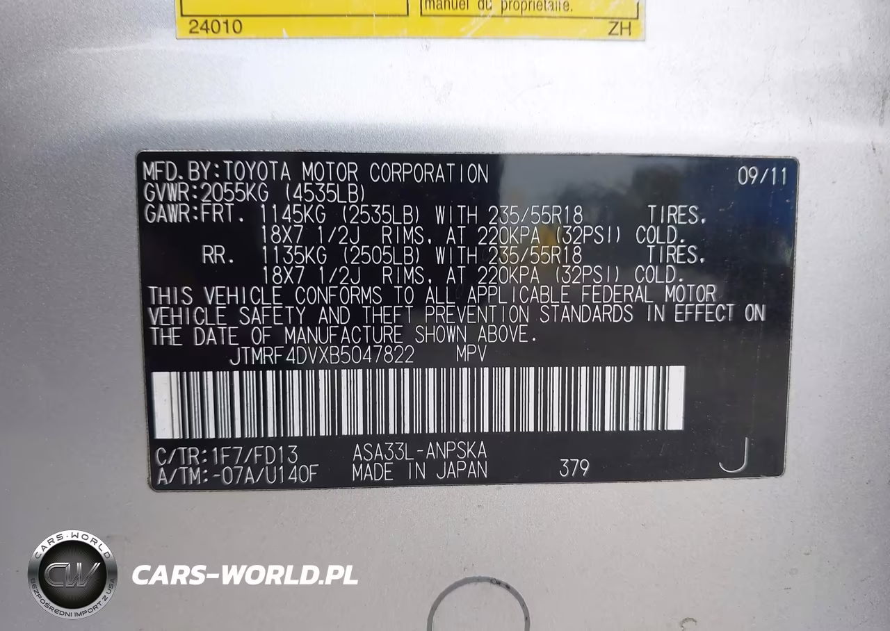 2011 Toyota Rav4 Sport VIN:JTMRF4DVXB5047822 - 9