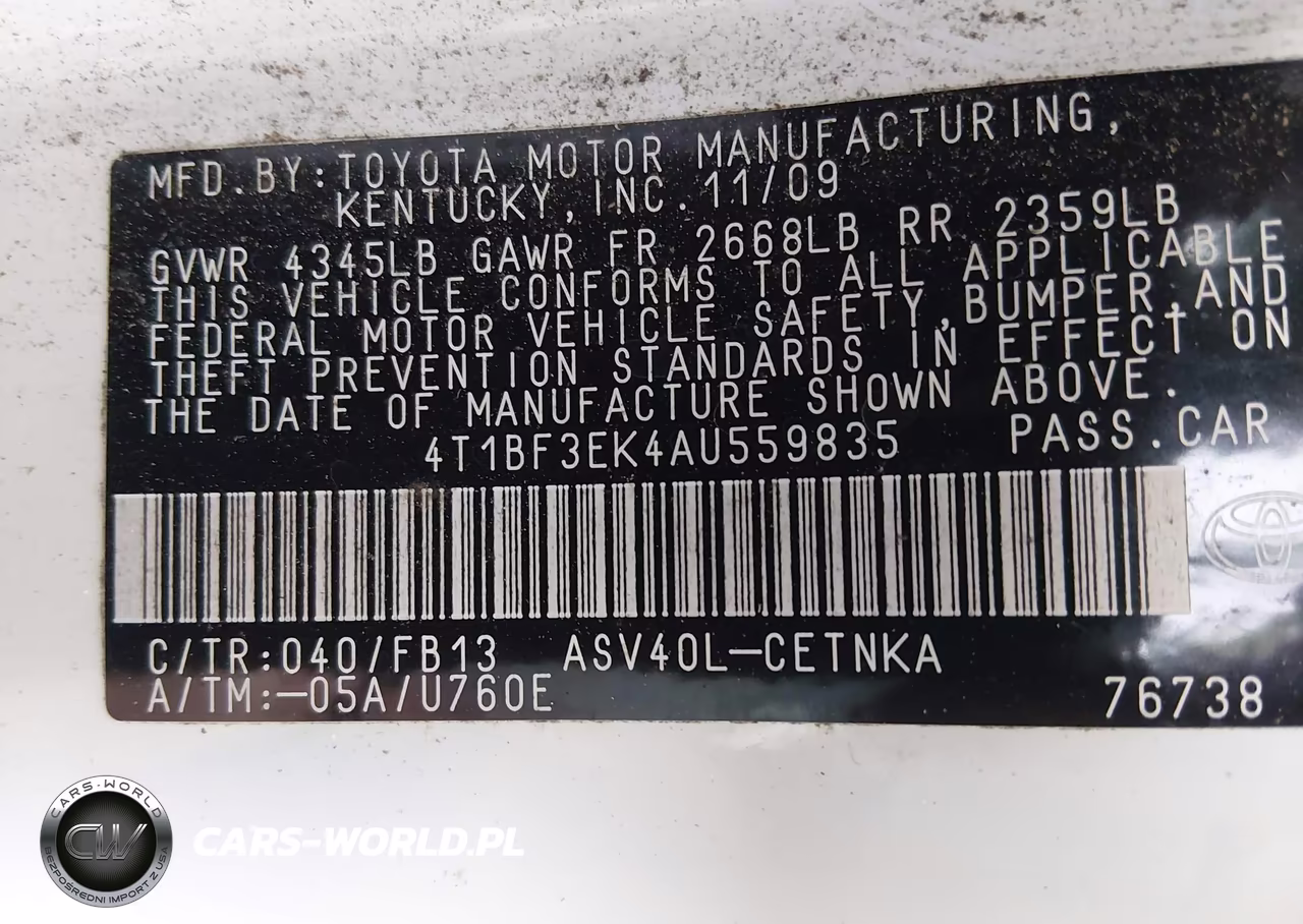 2010 Toyota Camry VIN:4T1BF3EK4AU559835 - 9