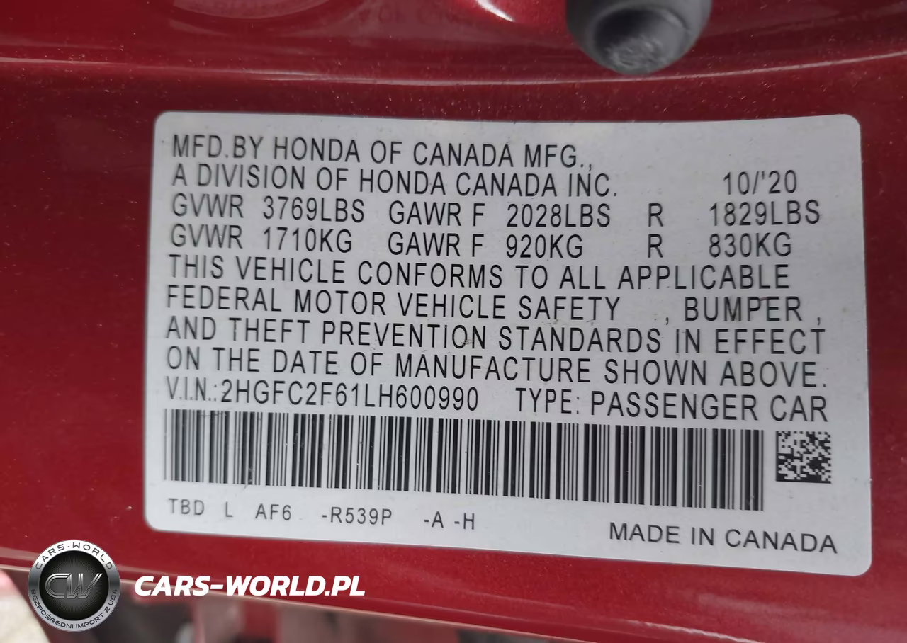 2020 Honda Civic Lx VIN:2HGFC2F61LH600990 - 9