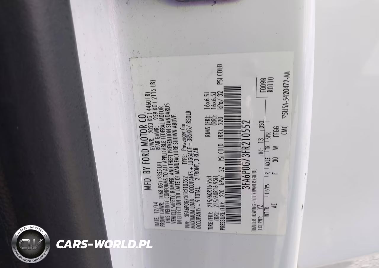 2015 Ford Fusion S VIN:3FA6P0G73FR210552 - 9