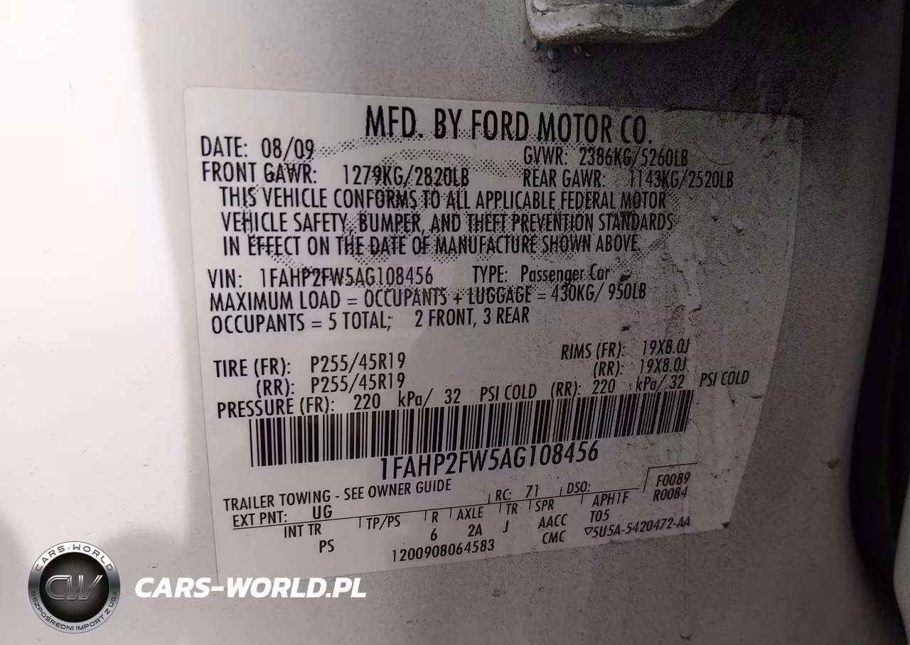 2010 Ford Taurus Limited VIN:1FAHP2FW5AG108456 - 9