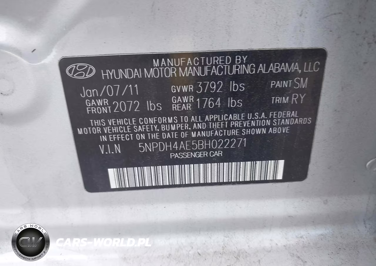 2011 Hyundai Elantra Limited VIN:5NPDH4AE5BH022271 - 9