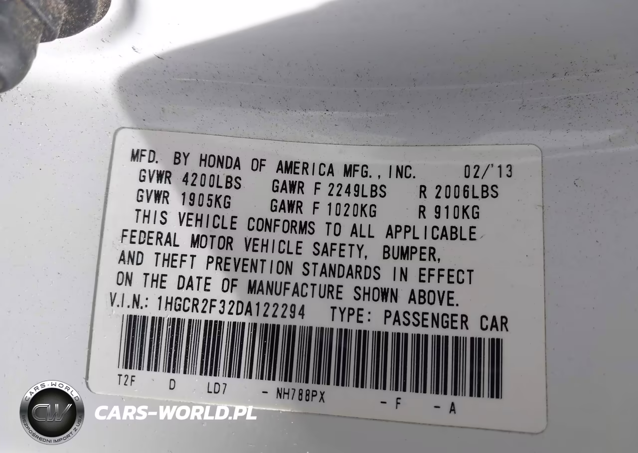 2013 Honda Accord Lx VIN:1HGCR2F32DA122294 - 9