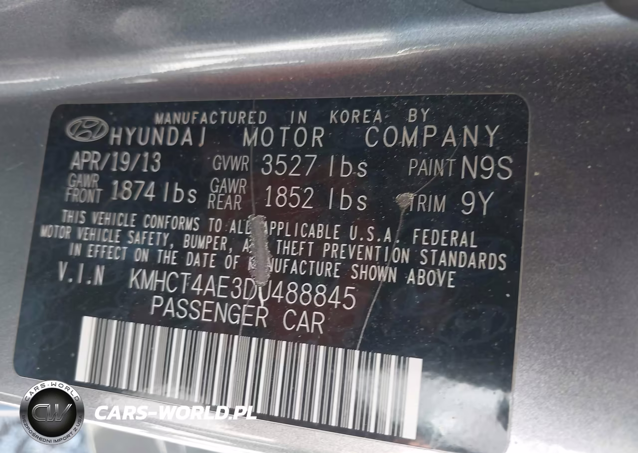 2013 Hyundai Accent Gls VIN:KMHCT4AE3DU488845 - 9