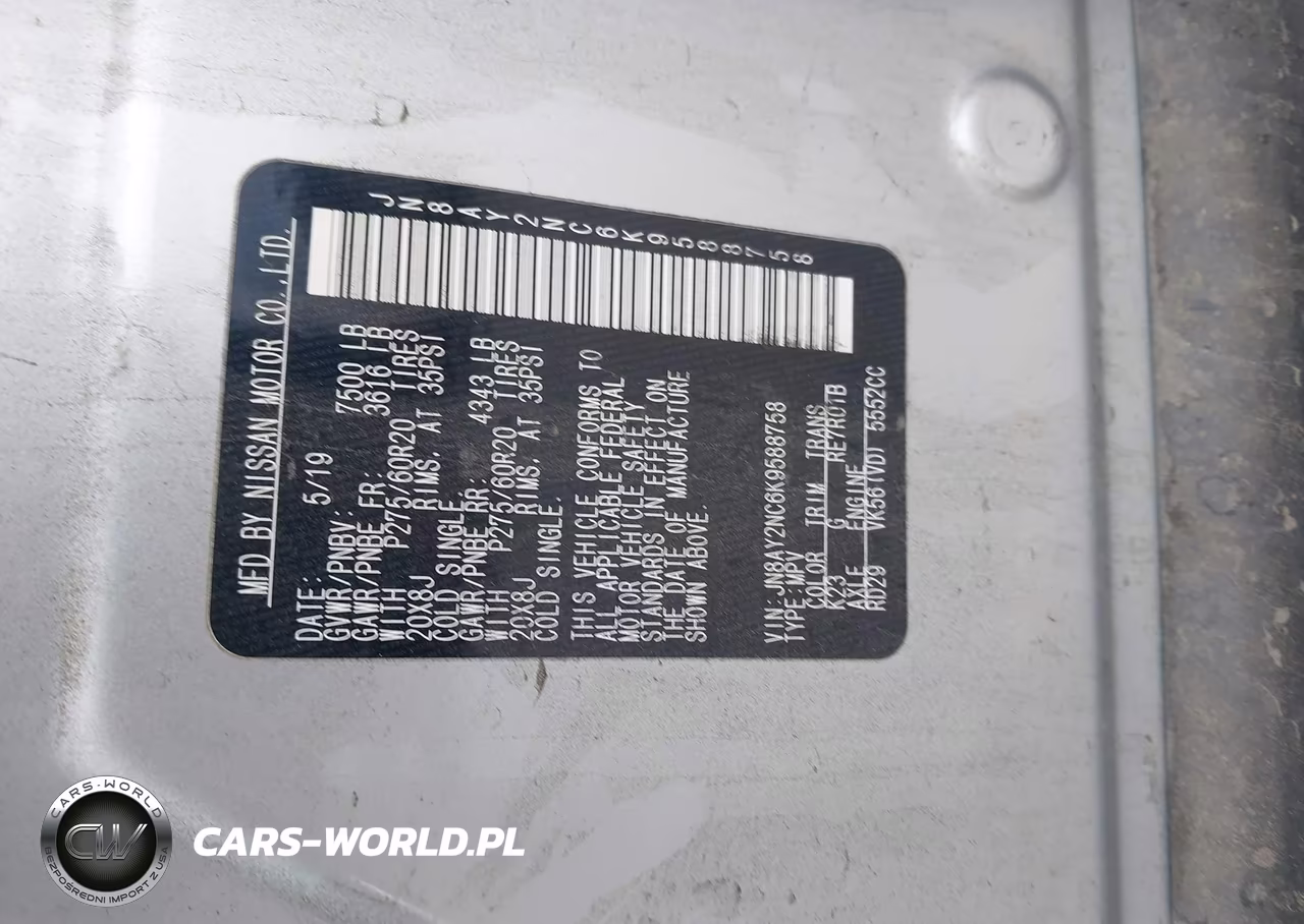 2019 Nissan Armada Sl VIN:JN8AY2NC6K9588758 - 9