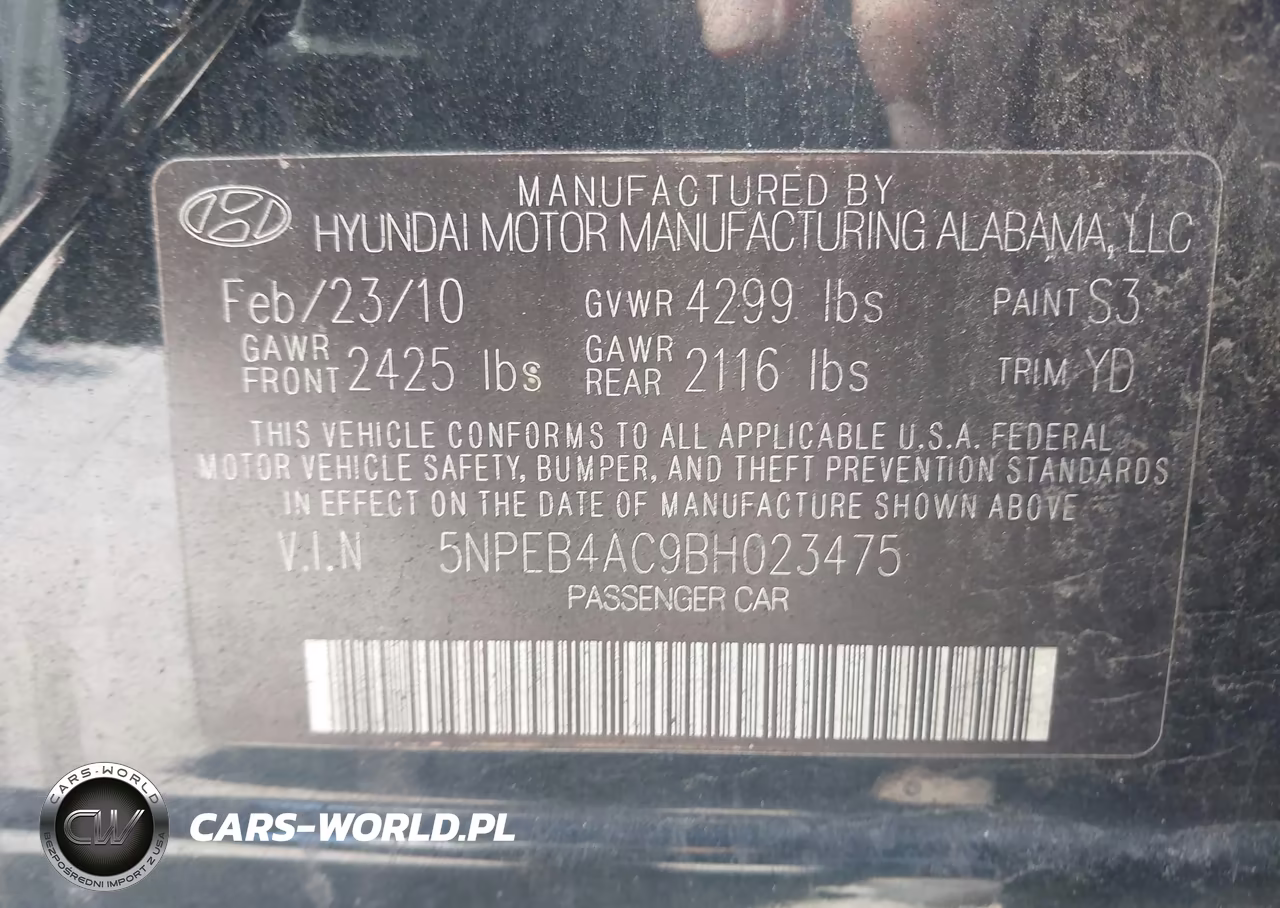 2011 Hyundai Sonata Gls VIN:5NPEB4AC9BH023475 - 9