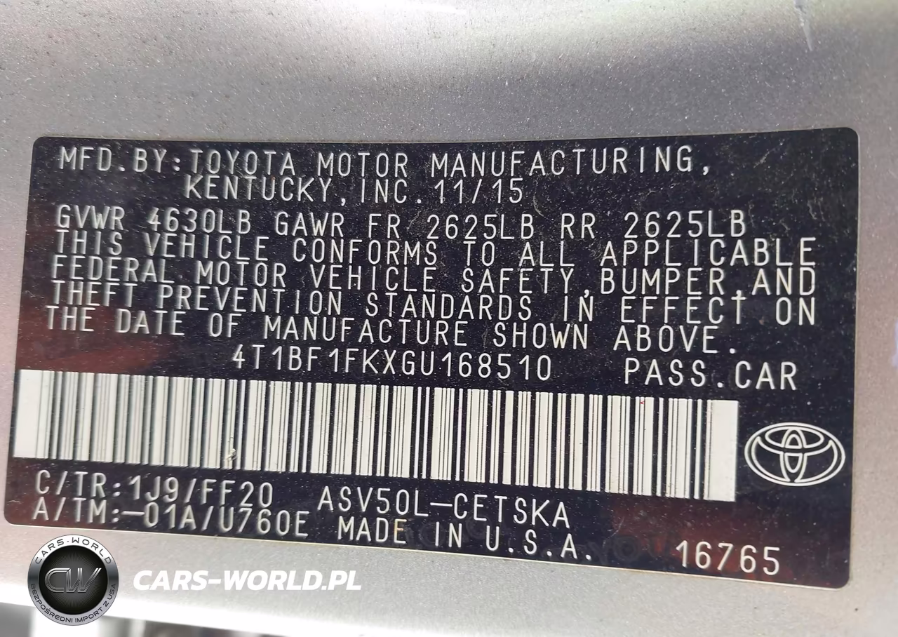 2016 Toyota Camry Se VIN:4T1BF1FKXGU168510 - 9