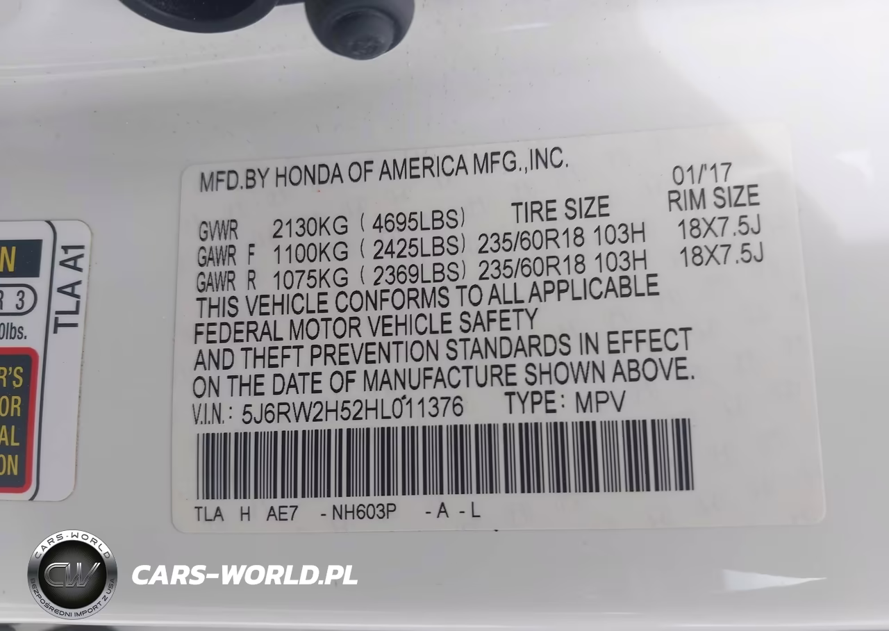 2017 Honda Cr-V Ex VIN:5J6RW2H52HL011376 - 9
