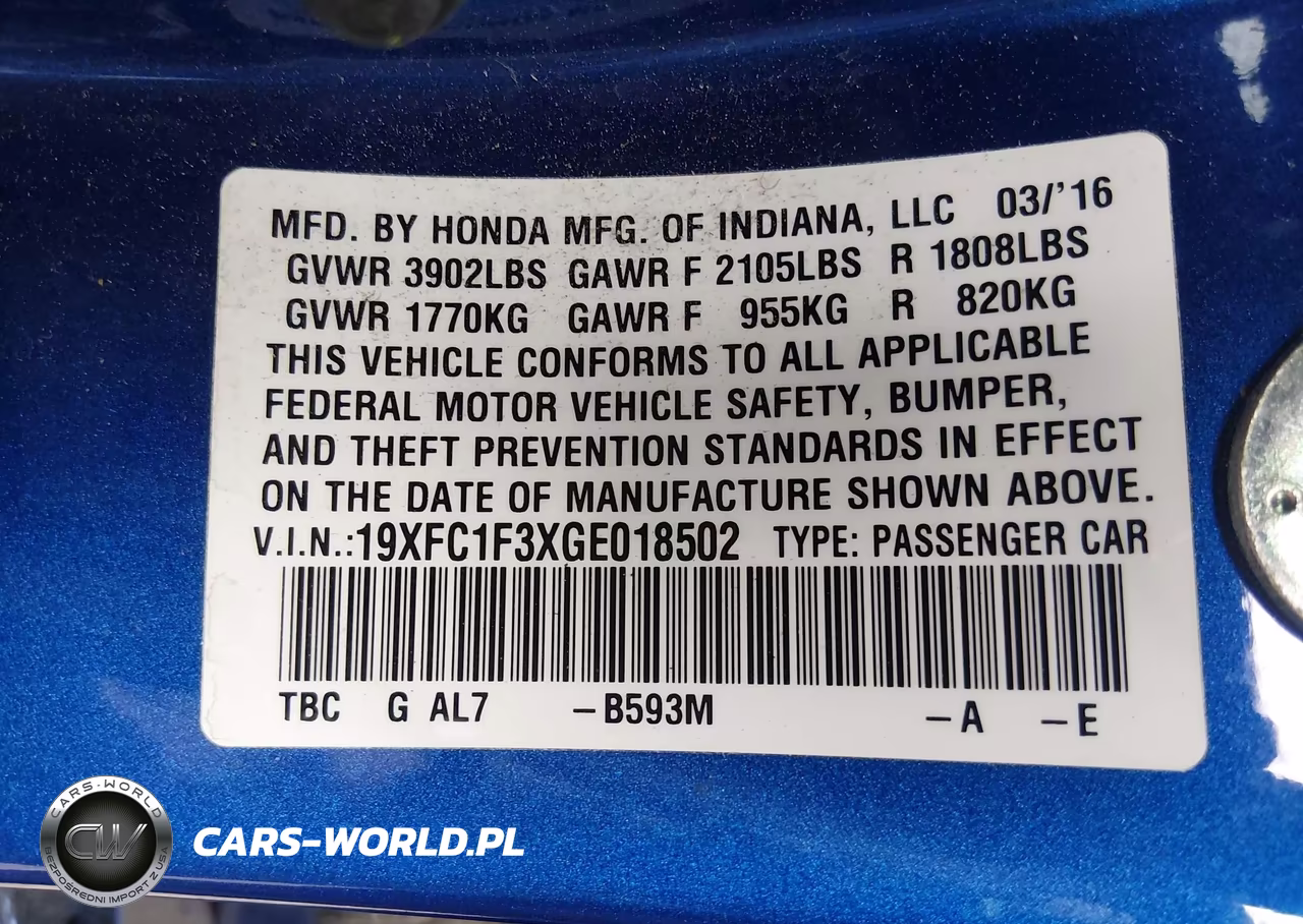 2016 Honda Civic Ex-T VIN:19XFC1F3XGE018502 - 9