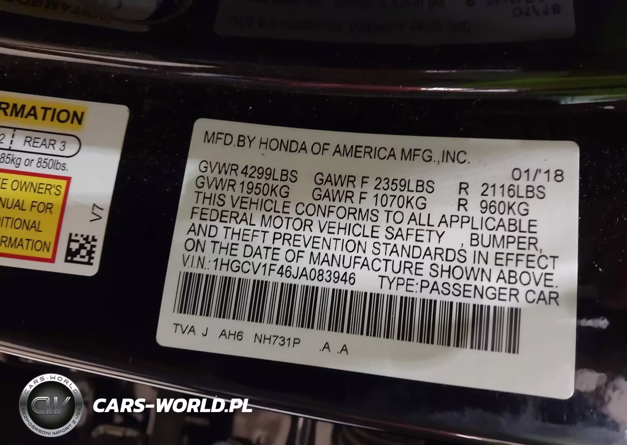 2018 Honda Accord Ex VIN:1HGCV1F46JA083946 - 9