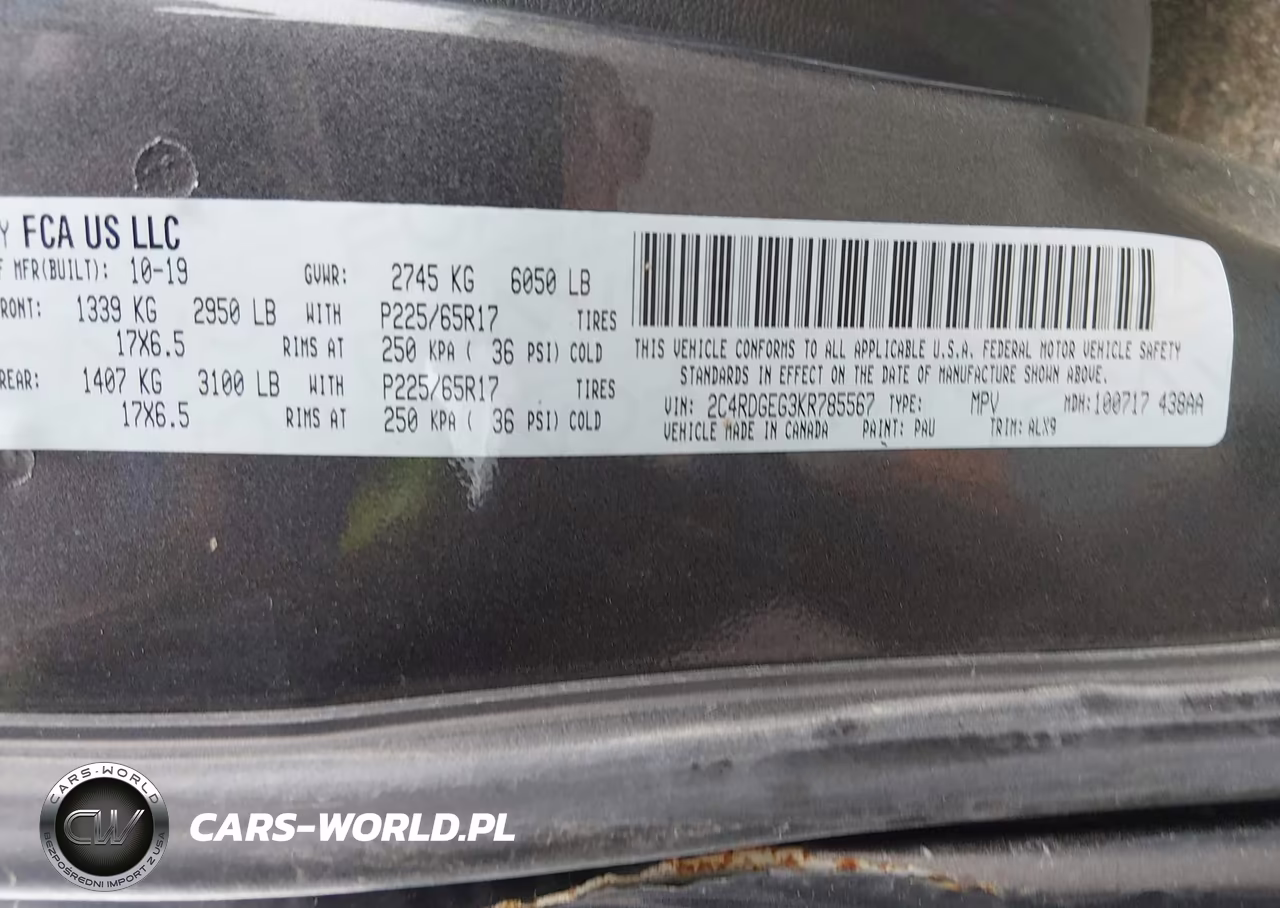 2019 Dodge Grand Caravan Gt VIN:2C4RDGEG3KR785567 - 9
