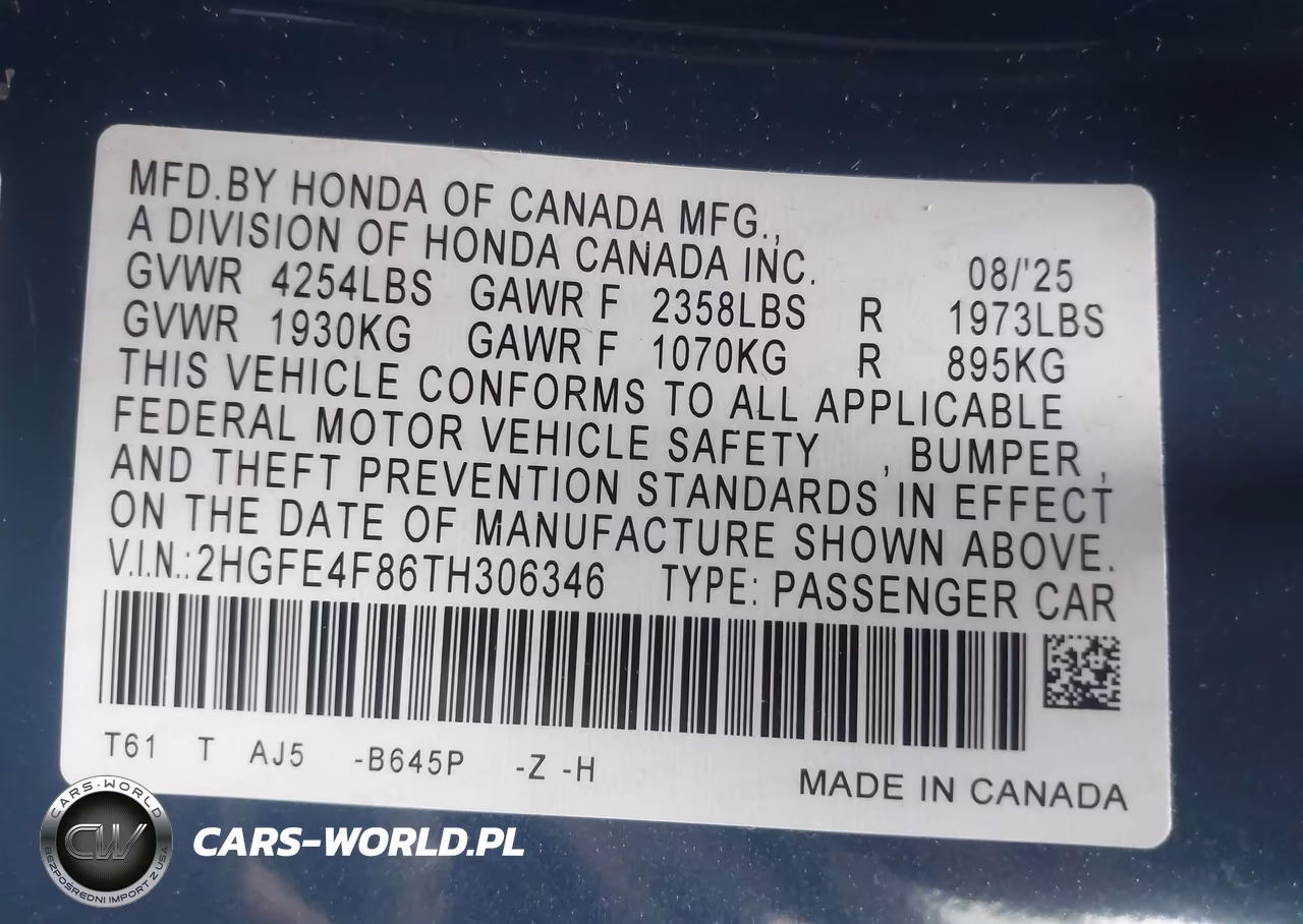 2026 Honda Civic Hybrid Sport-Sport Touring VIN:2HGFE4F86TH306346 - 9